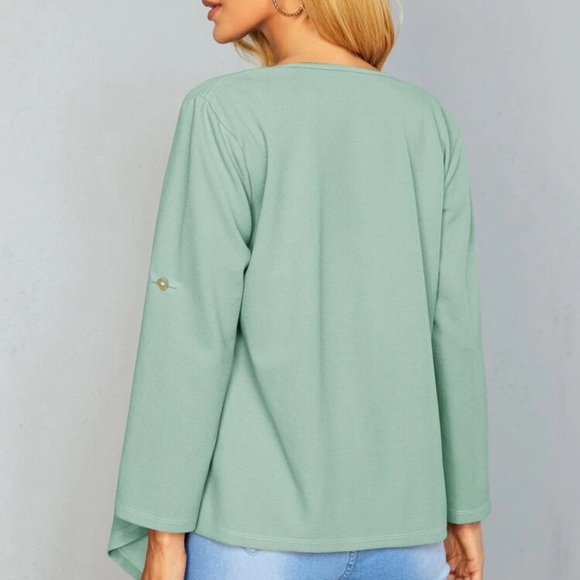 Waterfall open front blazer cardigan roll sleeve - Picture 4 of 16